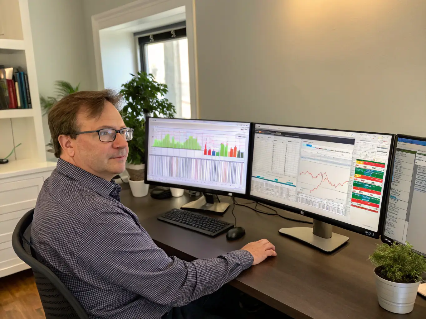 A financial analyst reviewing documents and data on a computer screen, symbolizing the evaluation and approval process for a loan application at OnDeckClone.