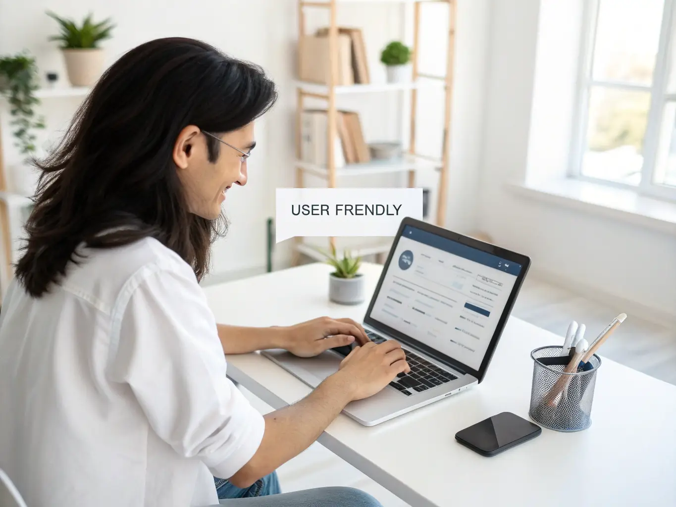 A person filling out an online application form on a laptop, with a focus on ease of use and accessibility, representing the initial step of applying for financial services with OnDeckClone.