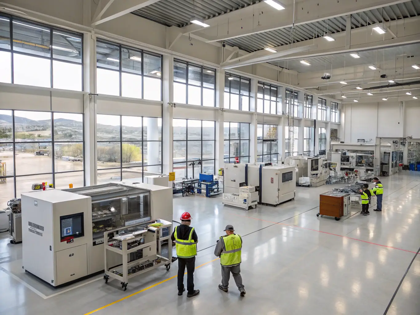 A modern manufacturing facility with advanced machinery in operation, showcasing the benefits of equipment financing for upgrading technology.