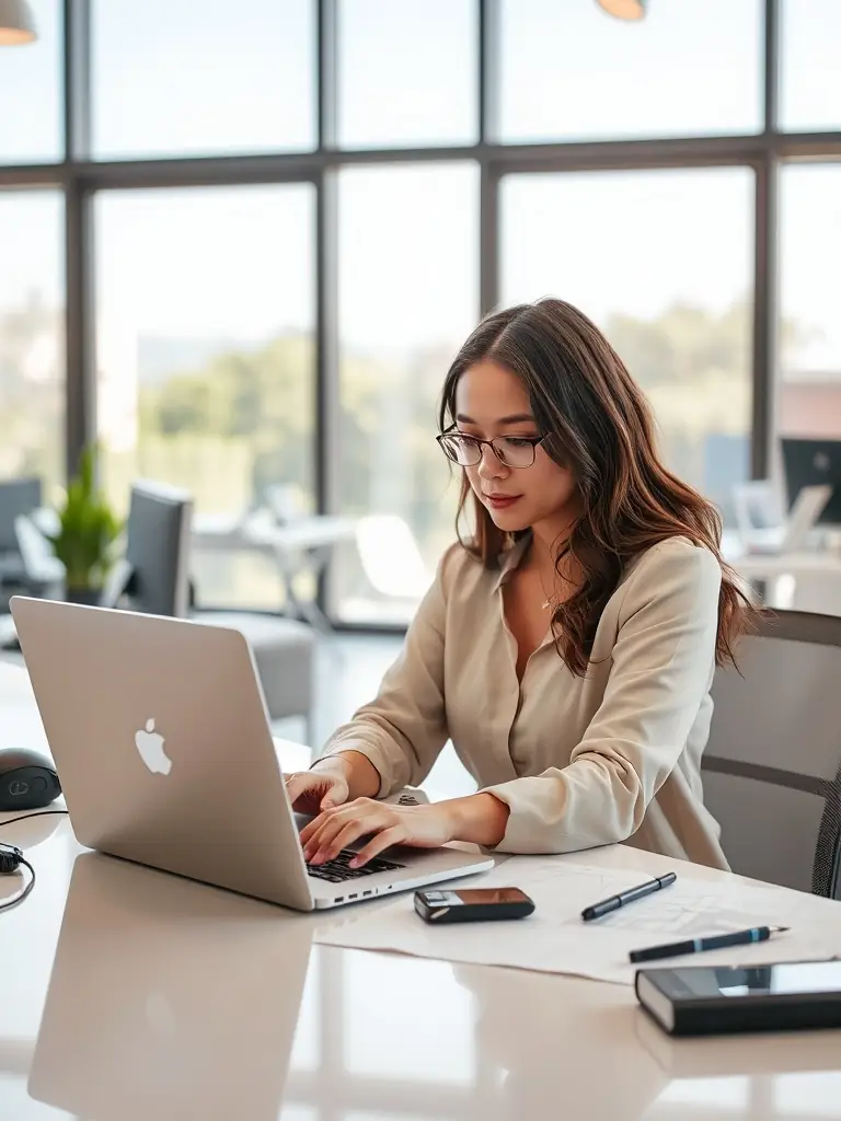 A freelancer working from a home office, managing multiple projects and clients, with a focus on financial stability and growth.