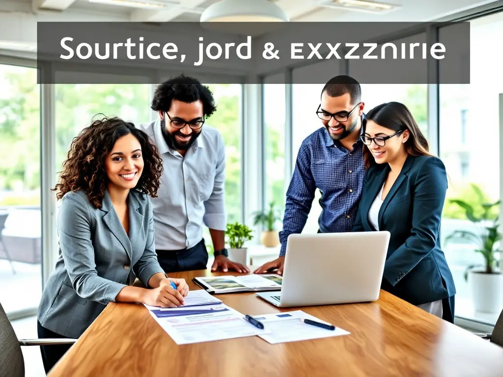 A diverse team of funeral home staff collaborating on a service arrangement, highlighting the ability to expand services and hire skilled personnel with Mulah's funding.