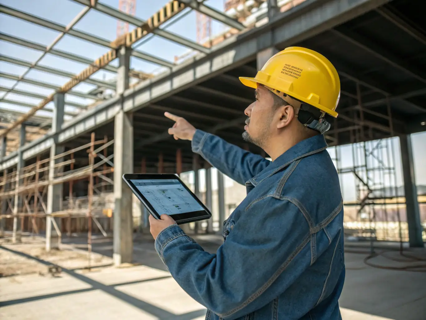 A professional electrician using a tablet to manage project finances, showcasing the integration of technology and financial management in modern electrical businesses.