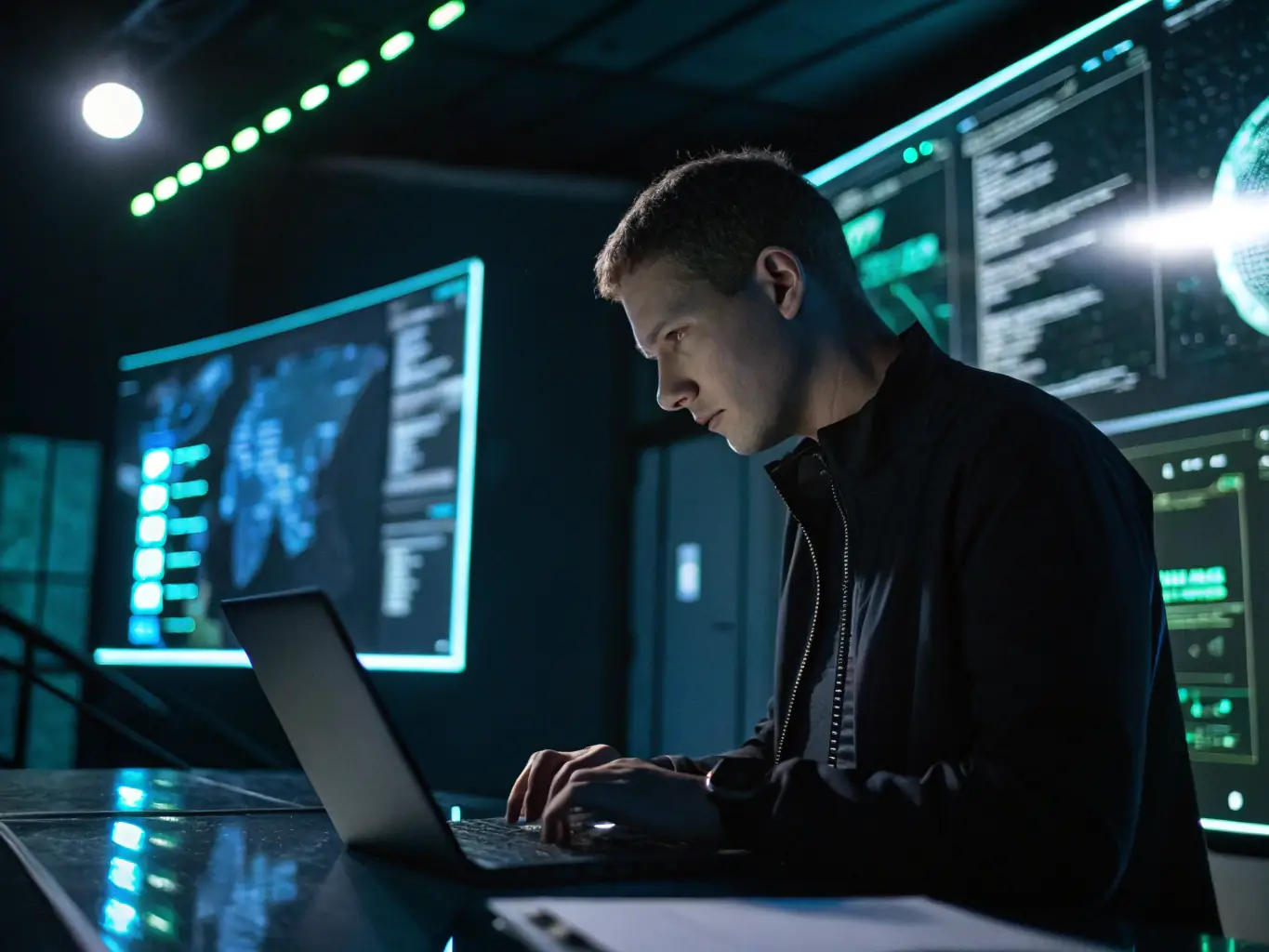 A private investigator using advanced surveillance equipment, representing investment in technology and innovation.