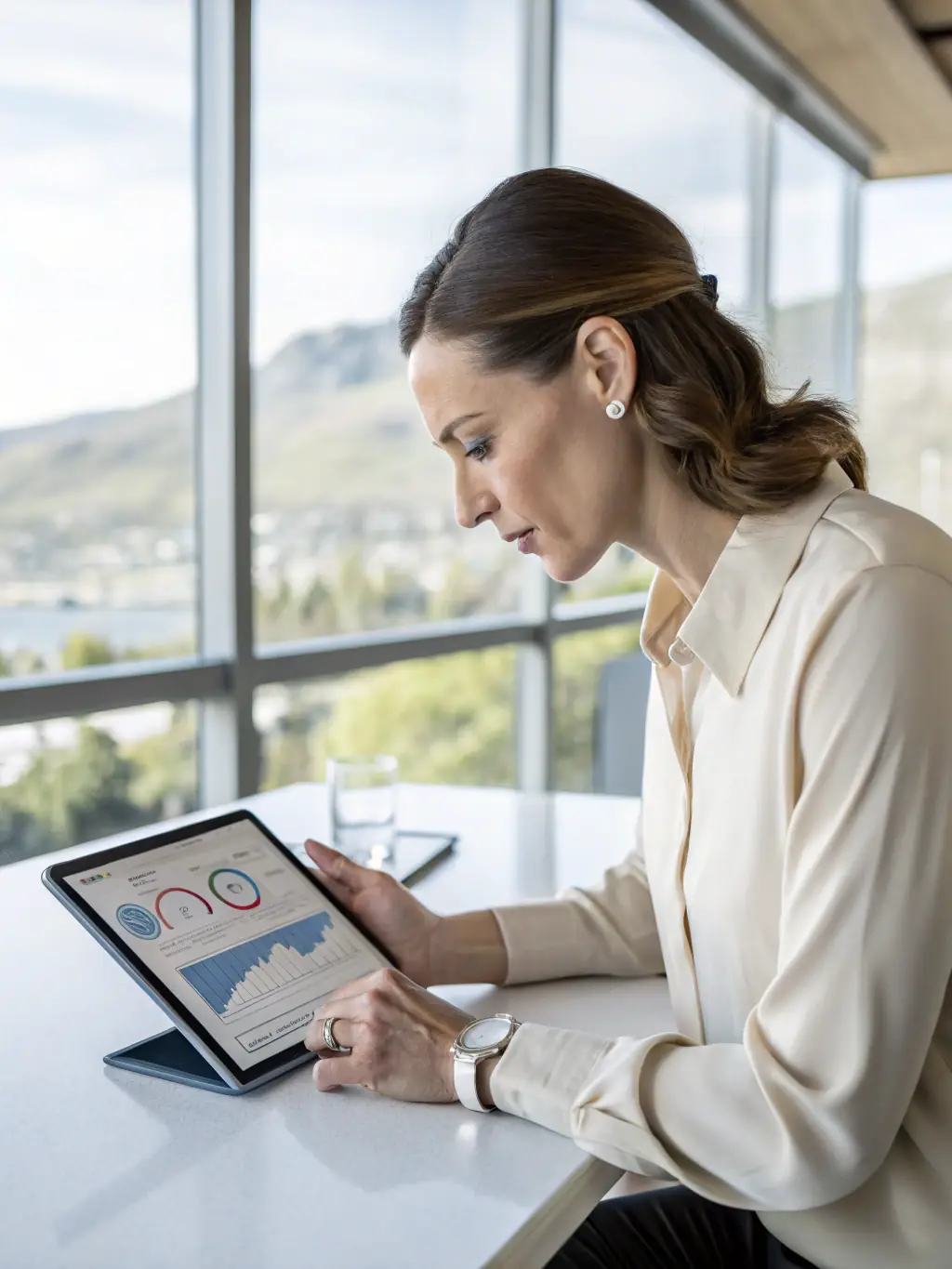 An image of a Mulah representative reviewing an engineering firm's project proposal on a computer screen, emphasizing the thoroughness and fairness of the review process.