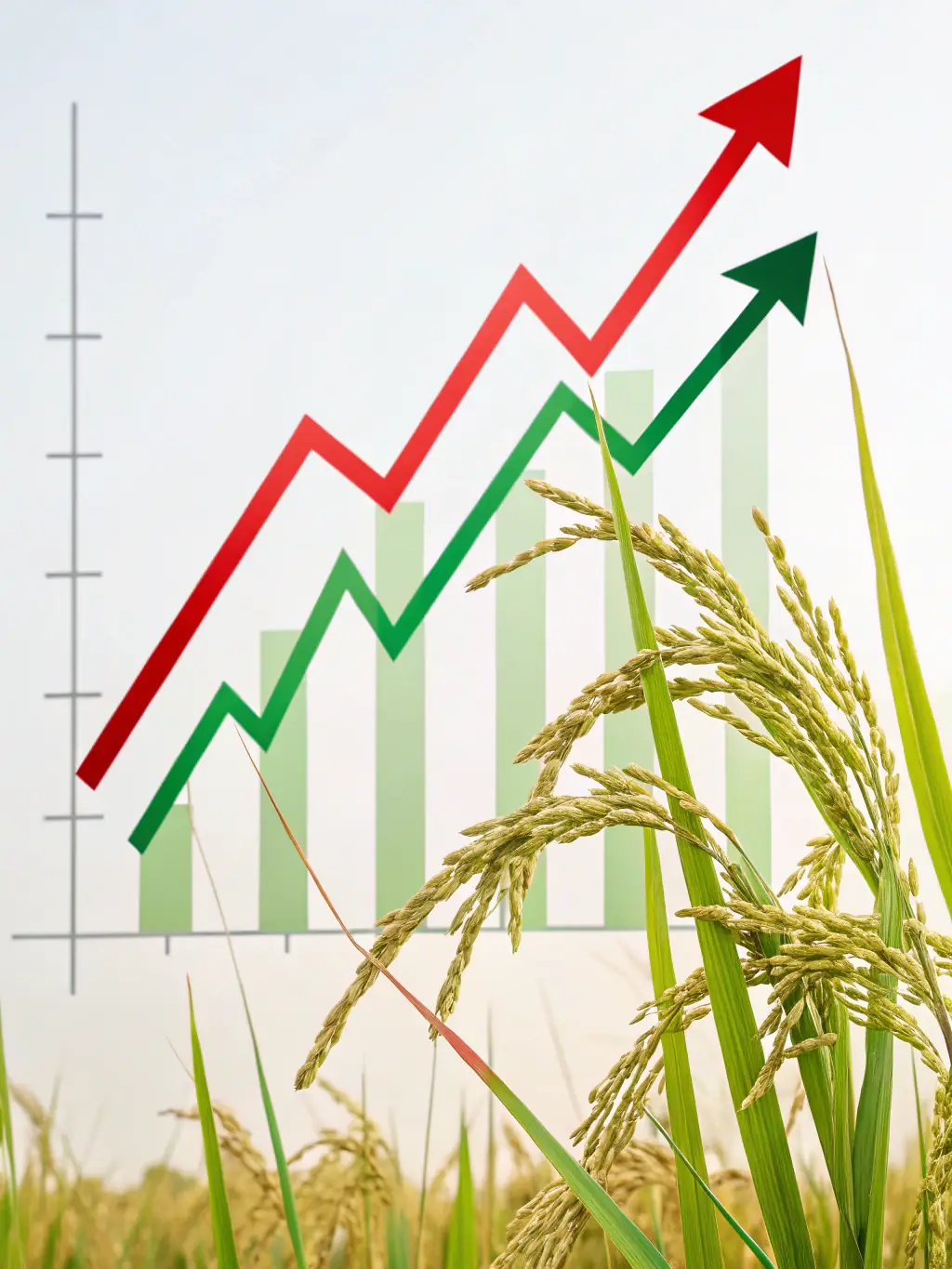 A digital illustration showing a graph trending upwards, with various rental equipment icons surrounding it, representing business growth and profitability.