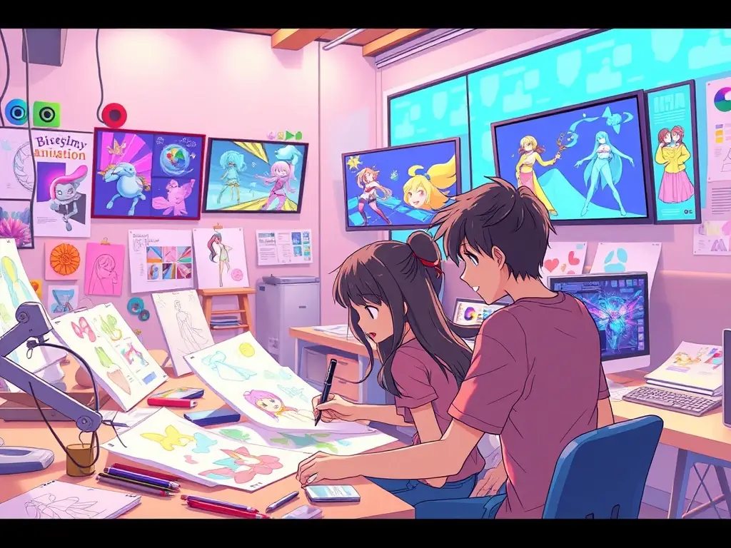 A vibrant, modern design studio with architects collaborating on a project blueprint, showcasing innovation and teamwork, symbolizing the growth OnDeckClone enables.