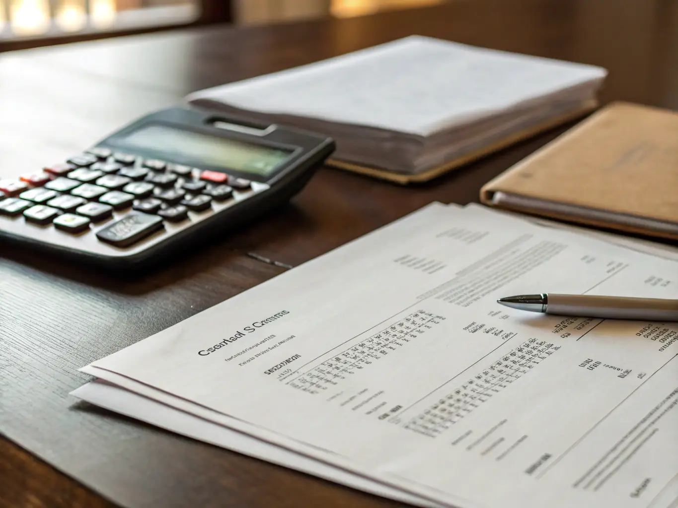 A close-up shot of a calculator and financial documents, emphasizing the financial expertise and support OnDeckClone provides to electronics retailers in managing their finances and making informed decisions.