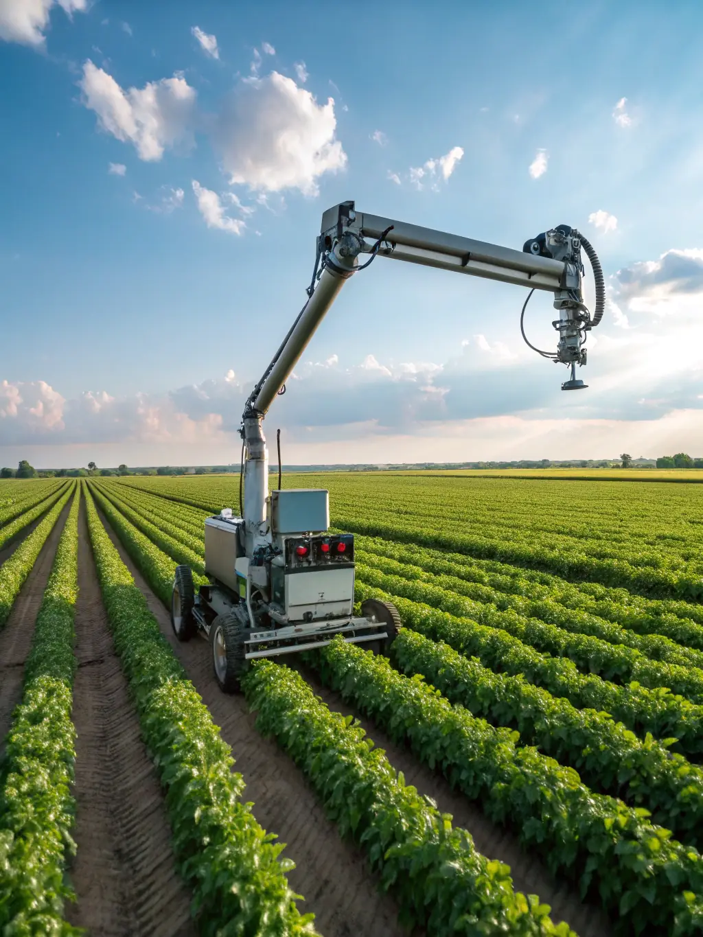 A combine harvester working in a golden wheat field under a sunny sky, representing the operational efficiency gained through Mulah's funding solutions.