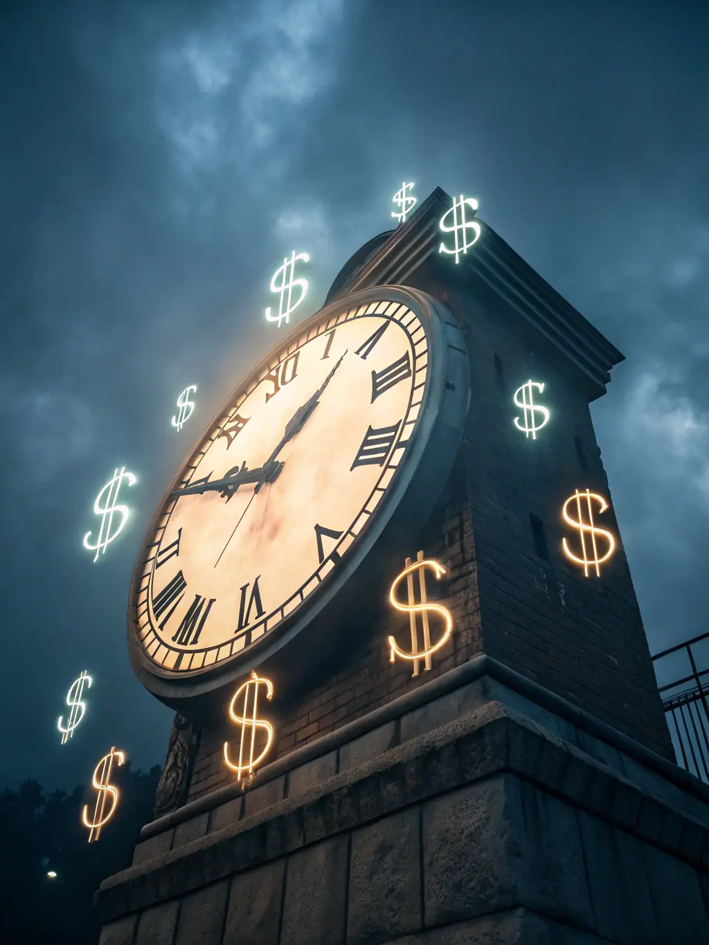 An image of a clock with money flowing around it, representing the speed and efficiency of OnDeckClone's funding approval process.