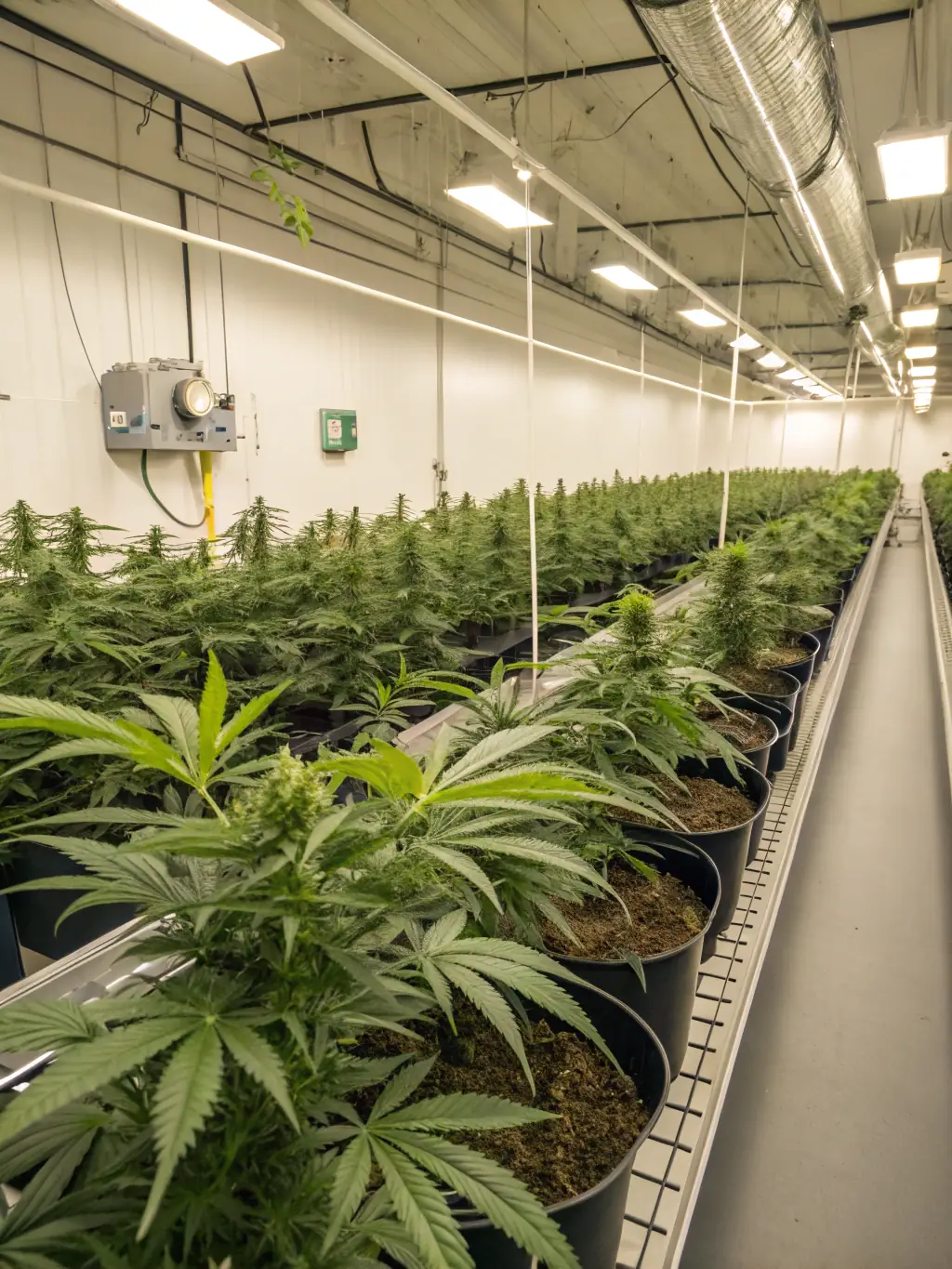 A professional photograph of a cannabis cultivation facility, showcasing healthy plants and modern growing equipment, symbolizing growth and innovation in the cannabis industry.