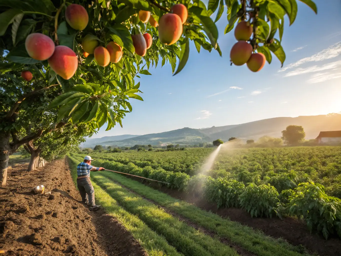 A vibrant image of a farmer inspecting a healthy crop in a sunlit field, symbolizing growth and prosperity achieved with the right funding.