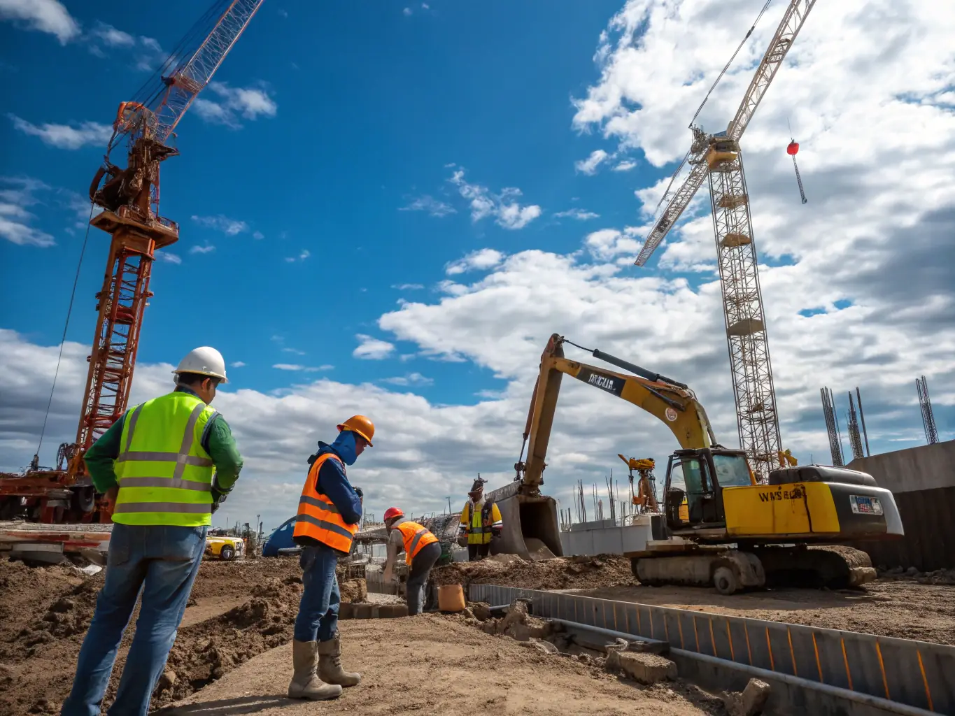 An image depicting a construction site with various rental equipment in operation, highlighting the practical applications of OnDeckClone's funding solutions.