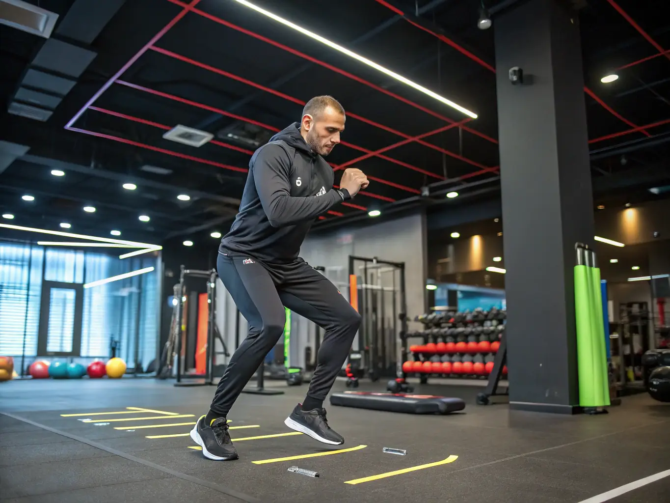 An inspiring image of a coach working with athletes using state-of-the-art equipment, illustrating how Mulah's funding can improve training resources and athlete development.