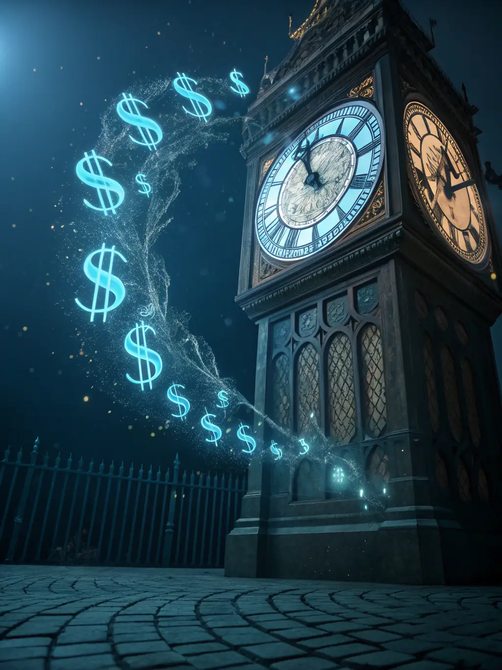 A digital illustration of a clock with money symbols flowing into it, representing the speed and efficiency of Mulah's funding process.