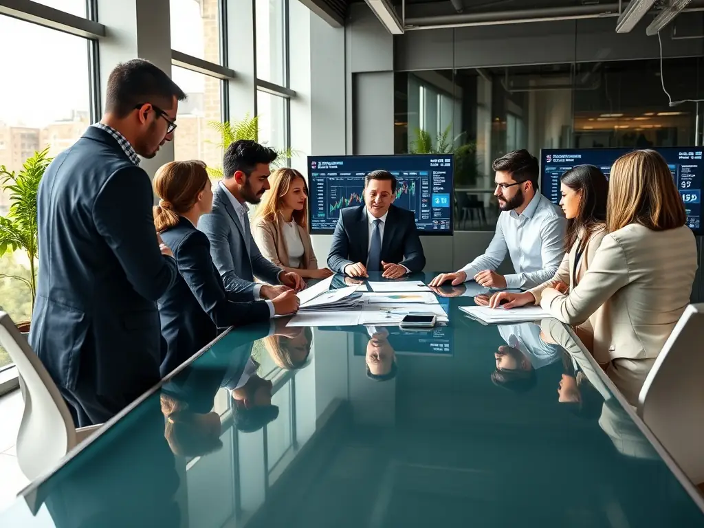 A diverse team of financial professionals collaborating in a modern office environment, highlighting OnDeckClone's commitment to providing personalized support and guidance.