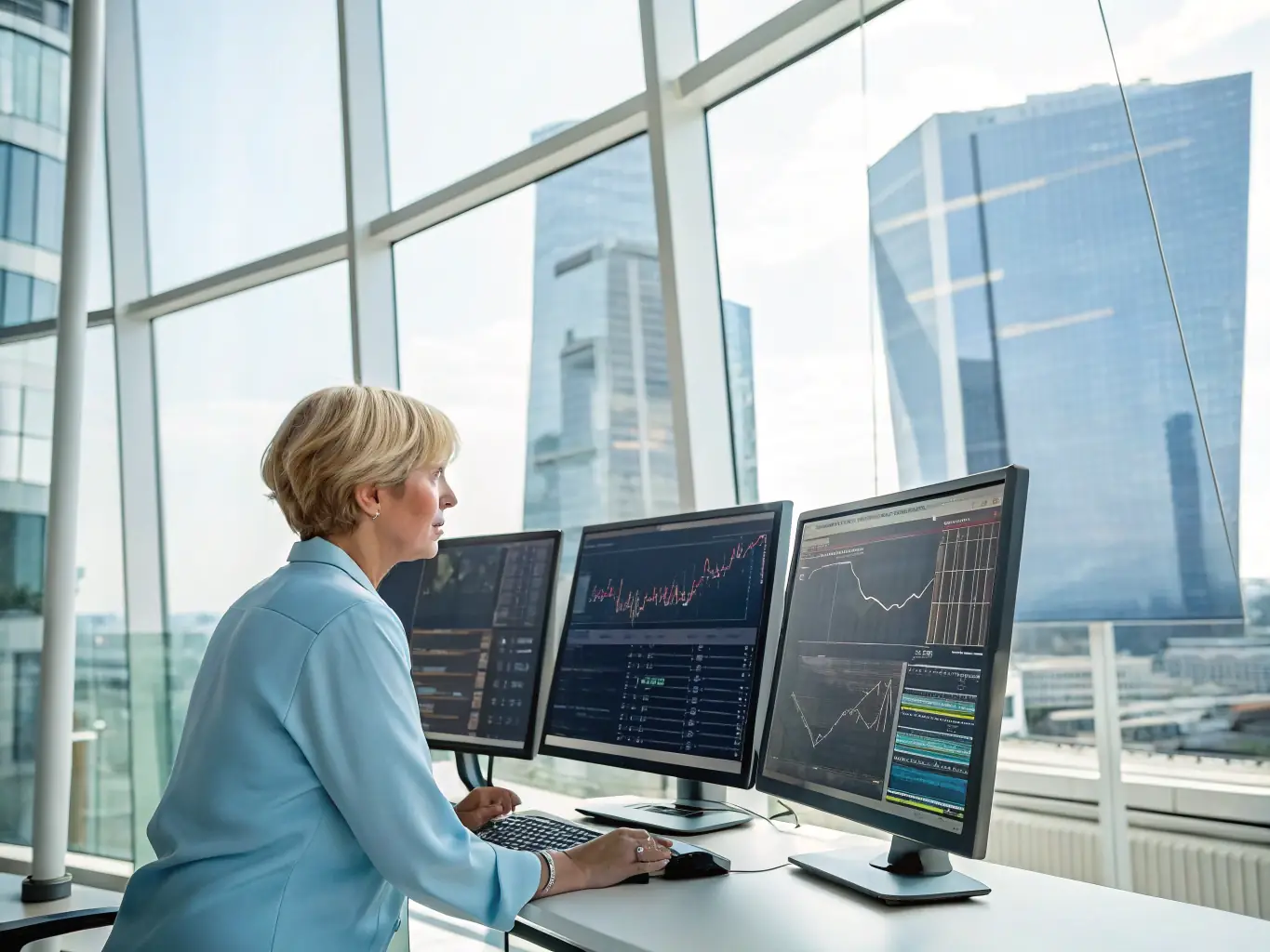 A business owner reviewing financial reports in a modern office setting, emphasizing the strategic use of funding for business expansion.