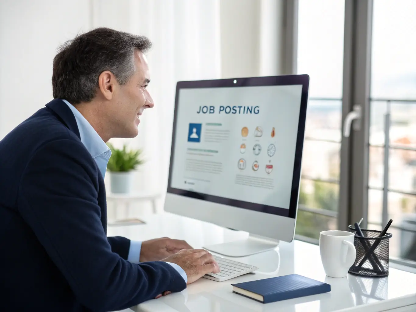 A gas station owner reviewing documents at a desk, symbolizing the initial application process for funding.