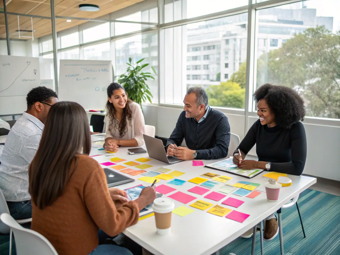 A group of smiling child care center staff members participating in a professional development workshop, highlighting the importance of training and development.