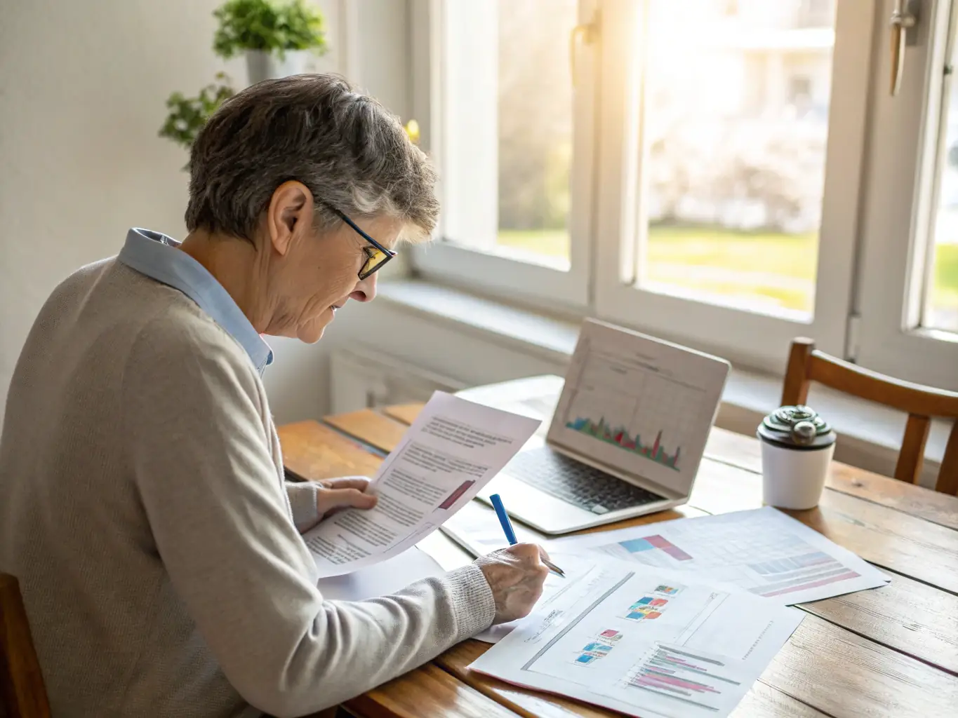 A contractor reviewing financial documents in a well-lit office, symbolizing careful planning and financial responsibility.