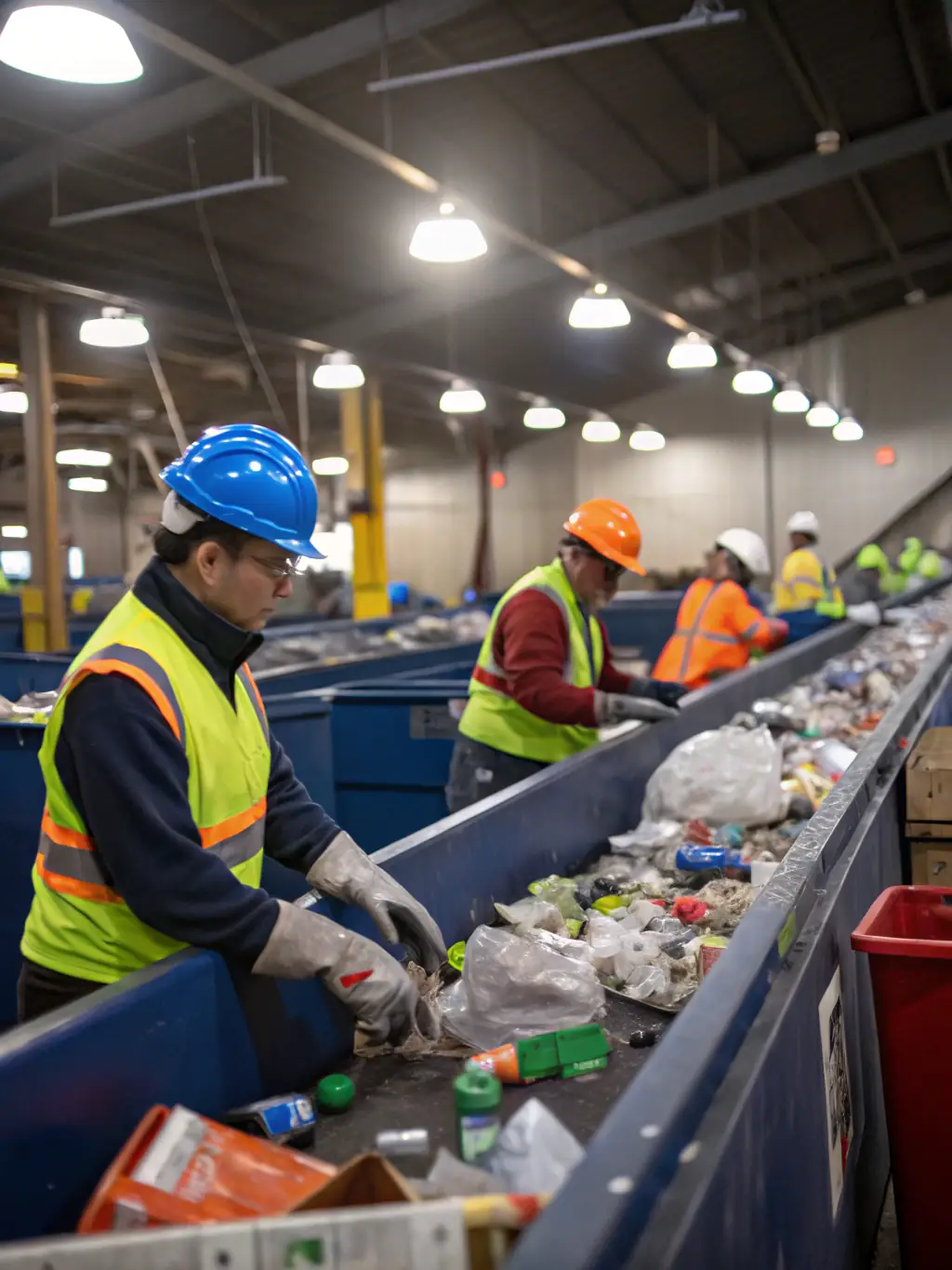 A recycling plant with modern machinery, showcasing waste reduction and resource management.