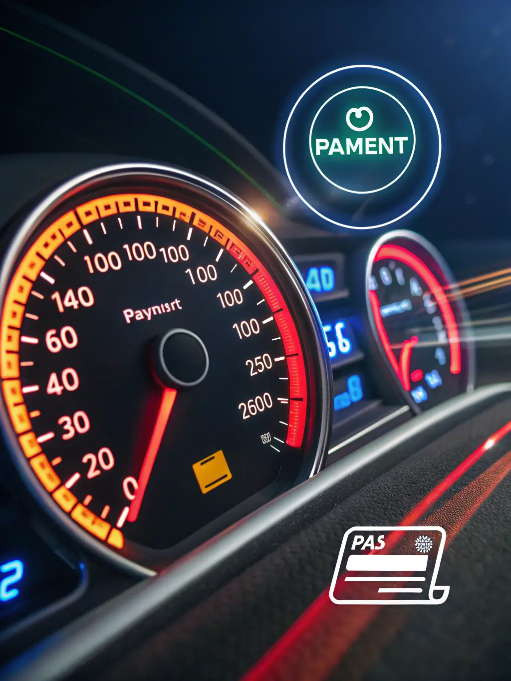 A digital illustration showing a speedometer rapidly increasing, representing the speed and efficiency of Mulah's funding process.