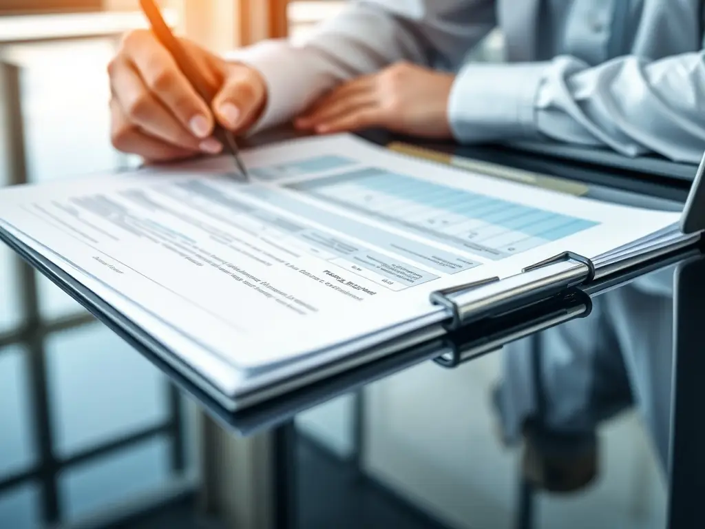 A professional importer reviewing shipping documents in a brightly lit office, symbolizing meticulous attention to detail and efficient processing.