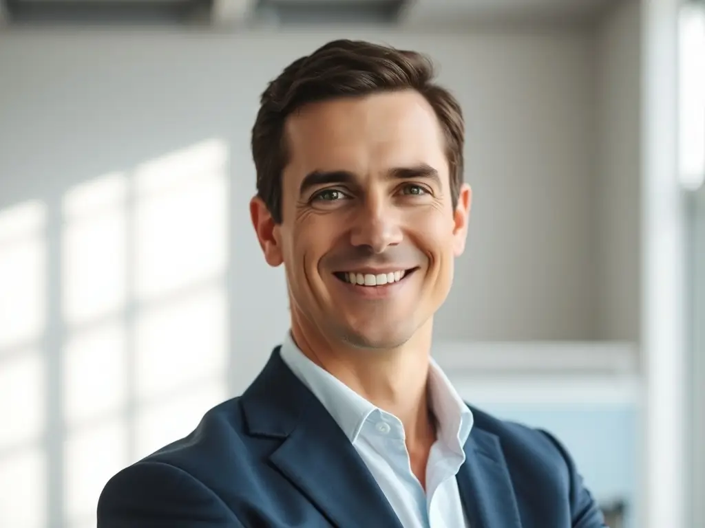 A professional MSB owner reviewing financial documents in a modern office setting, symbolizing Mulah's support for informed financial decisions.