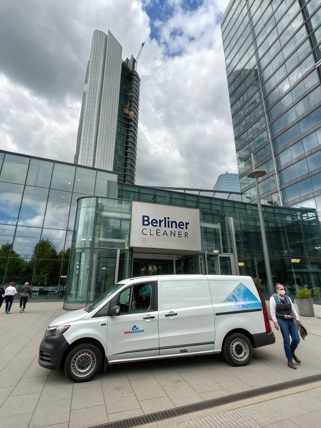 A cleaning service company using Mulah funding to purchase new equipment, such as high-powered vacuums and eco-friendly cleaning solutions, improving their efficiency and service quality. The equipment is neatly arranged in their van.