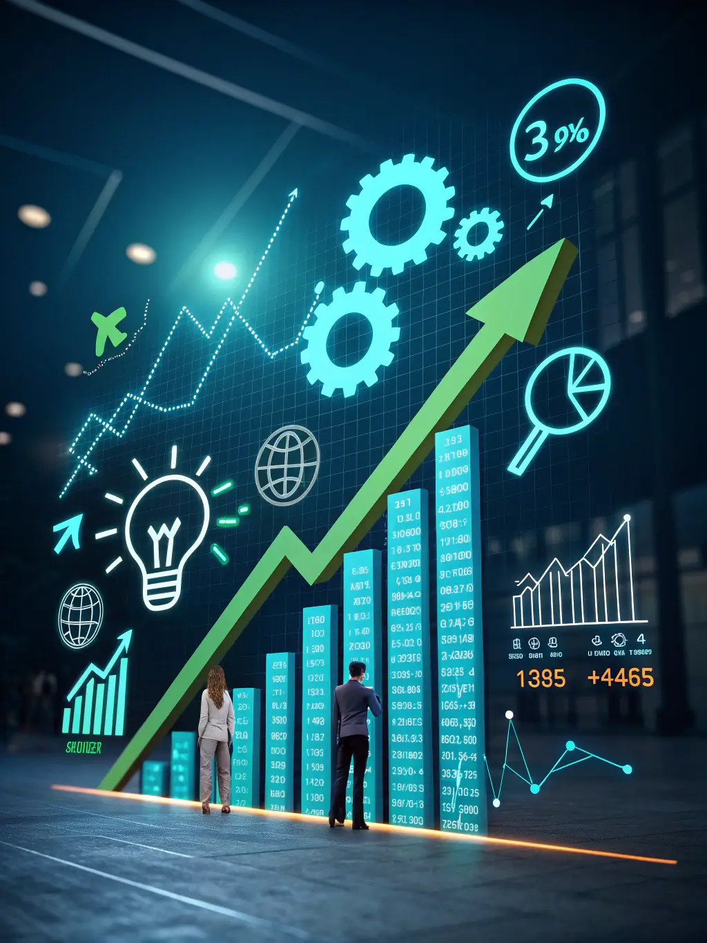 A digital illustration of a rapidly growing graph, representing the accelerated growth potential for gambling businesses that partner with OnDeckClone.