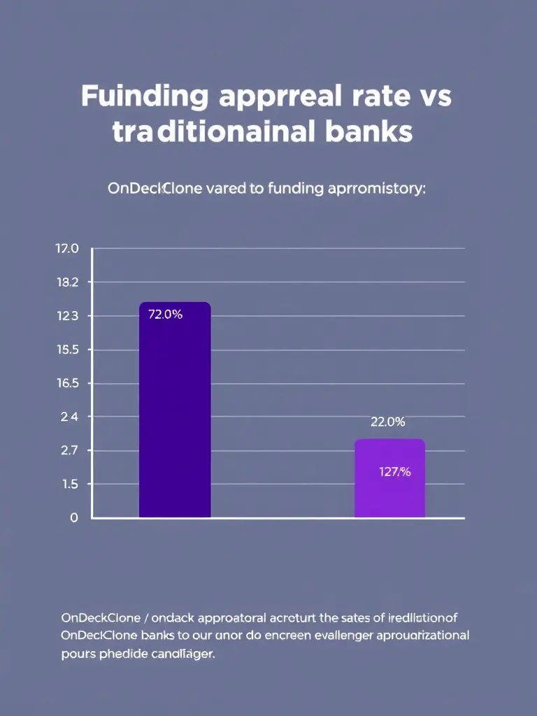 A graph showing OnDeckClone's funding approval rates compared to traditional banks, emphasizing faster access to capital.