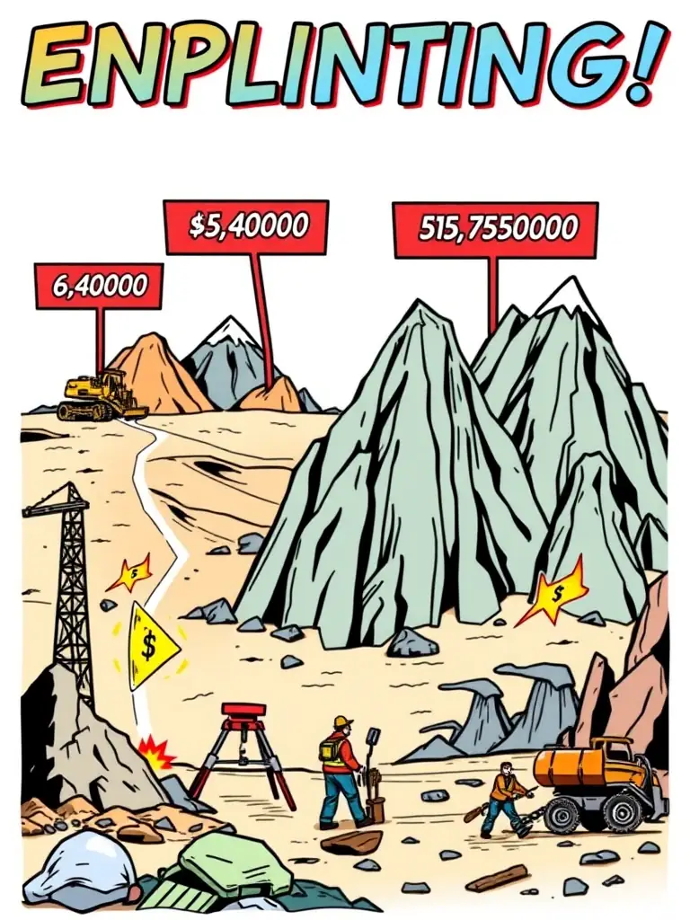 A graphic illustrating various exploration projects (mining, drilling, surveying) with funding amounts allocated to each, showcasing diverse funding options.