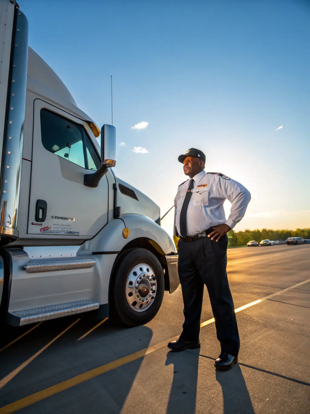 An owner-operator standing proudly next to their truck, showcasing owner-operator funding.