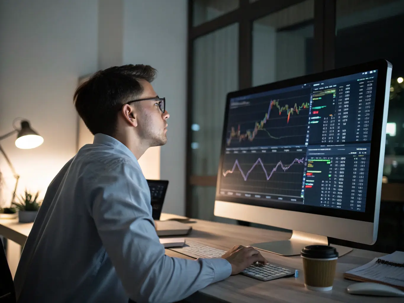 A financial analyst reviewing documents at a desk, representing the due diligence and approval process.