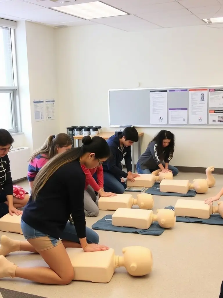 A diverse group of medical students actively participating in a hands-on training session, highlighting the impact of Mulah's funding on student engagement.