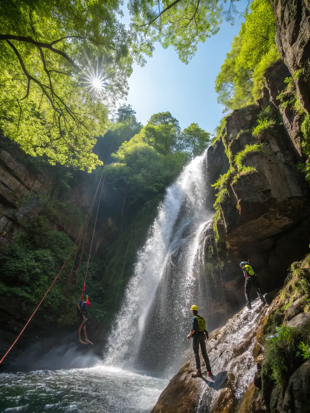 A vibrant image of a group of people joyfully participating in a recreational activity, such as kayaking or rock climbing, symbolizing the thriving recreation industry.
