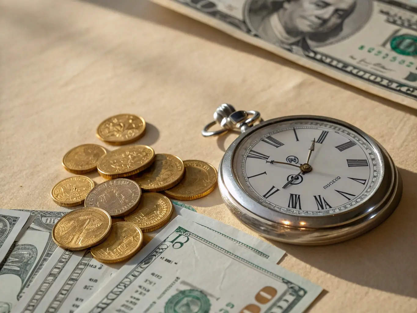 A clock with money flying out of it, symbolizing the fast approval times offered by OnDeckClone.