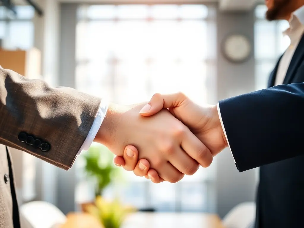 A handshake between a wholesaler and a supplier, representing the importance of strong supplier relationships and the benefits of supplier financing.