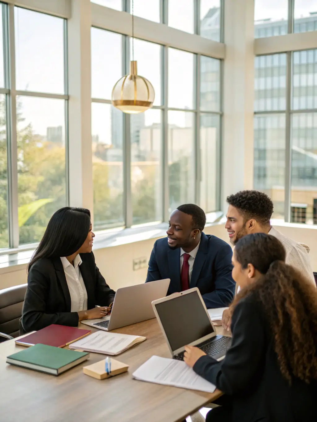 A diverse group of legal professionals collaborating in a bright, modern office space, symbolizing comprehensive funding solutions for various legal needs.
