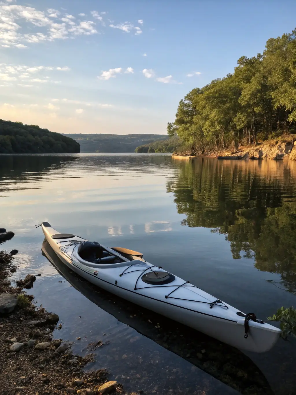 A photo of a well-maintained fleet of kayaks and paddleboards at a rental shop, highlighting the importance of equipment financing for recreation businesses.