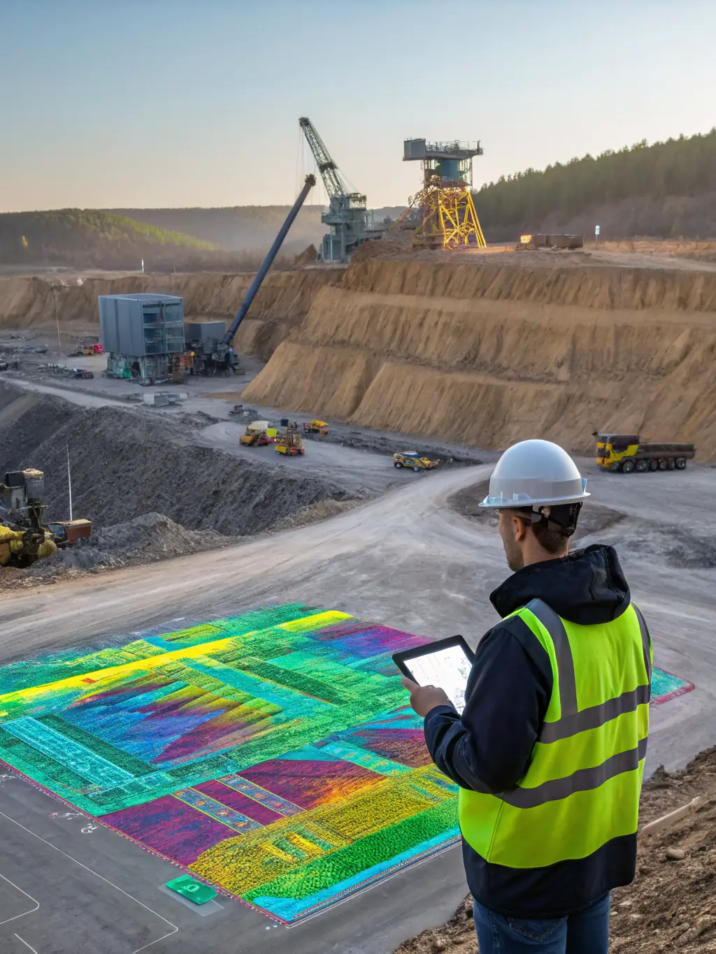 An aerial view of a growing mining site, showcasing new infrastructure and expanded operations, representing the potential of expansion funding.