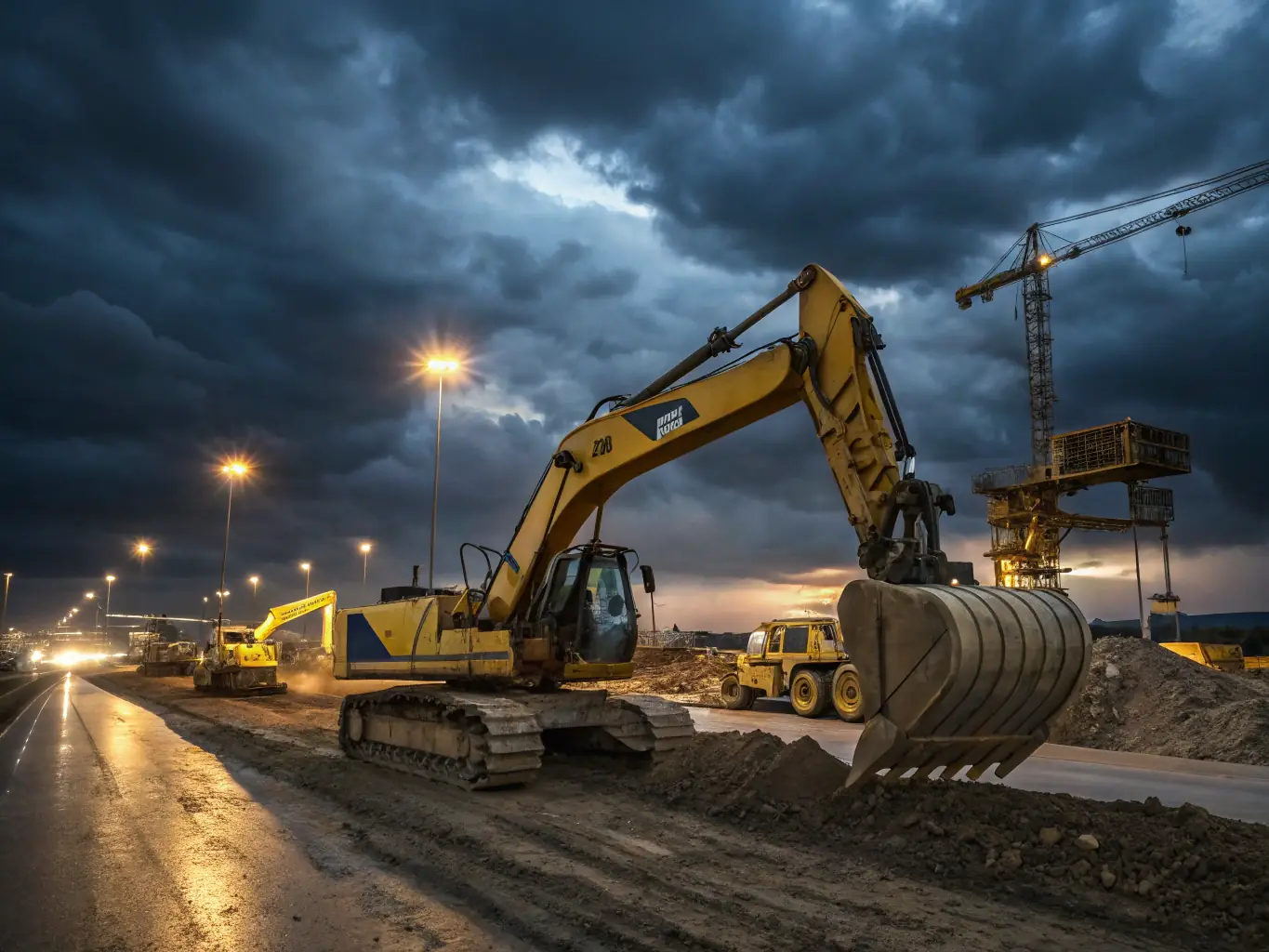 A diverse range of heavy machinery, including excavators, loaders, and bulldozers, lined up at a construction site, symbolizing growth and expansion.