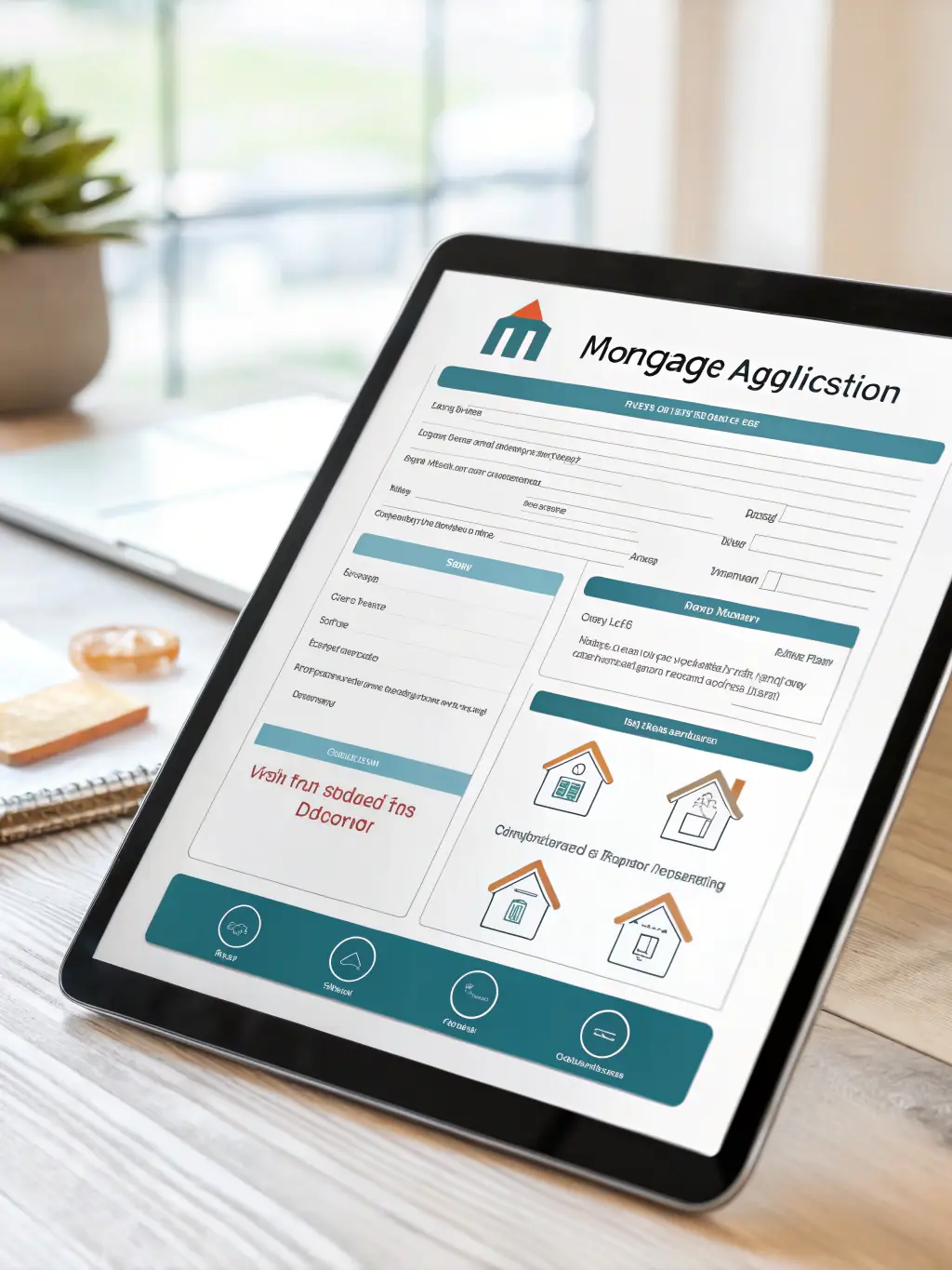 An image of a simplified online application form on a tablet, emphasizing the ease of applying for funding through Mulah.