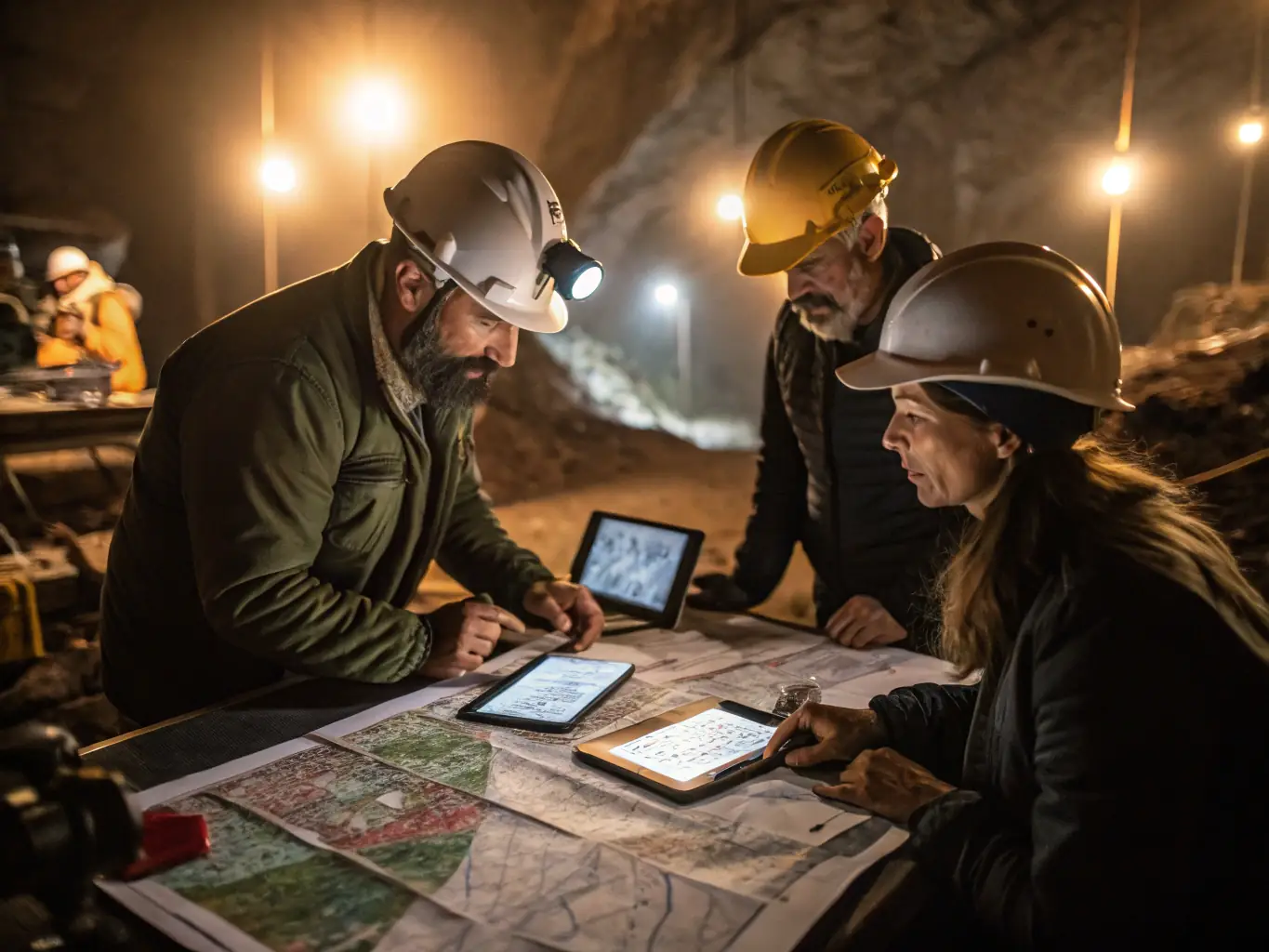 A professional mining consultant reviewing geological survey data on a computer screen in a modern office setting, symbolizing industry expertise.