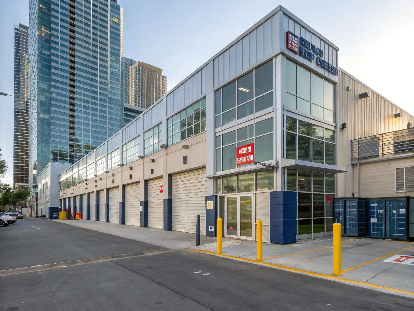 A modern self-storage facility with various unit sizes, showcasing a clean and organized environment, representing expansion possibilities.