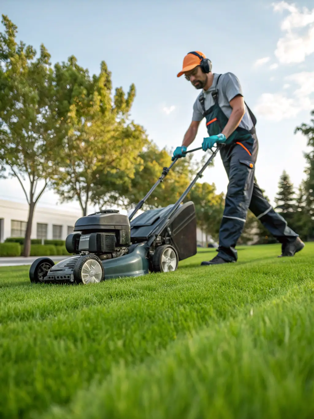 A landscaper efficiently operating modern equipment, showcasing how funding from OnDeckClone enables them to invest in better tools and technology.