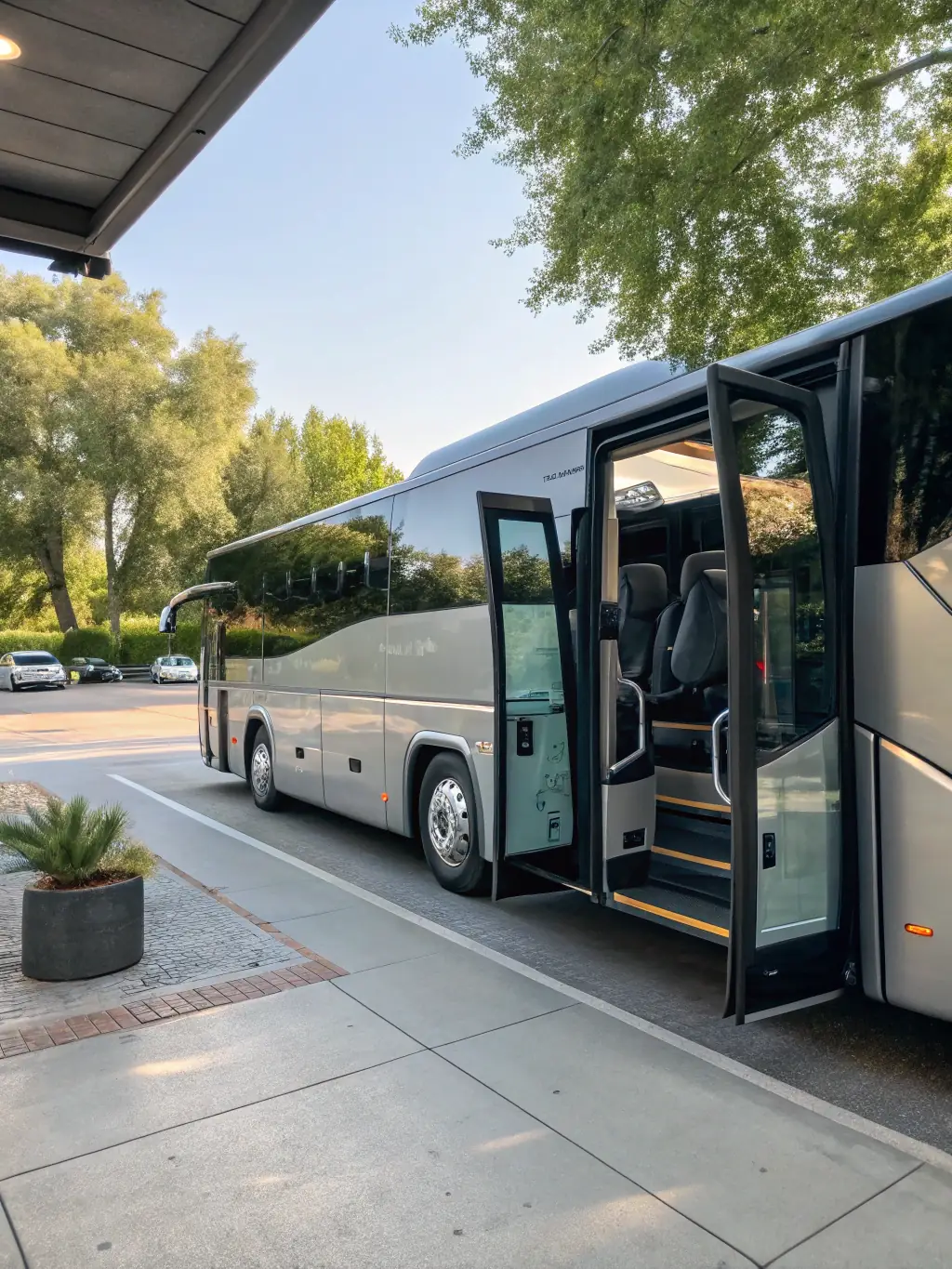 A high-end tour bus with comfortable seating and modern amenities, representing equipment financing for travel businesses.