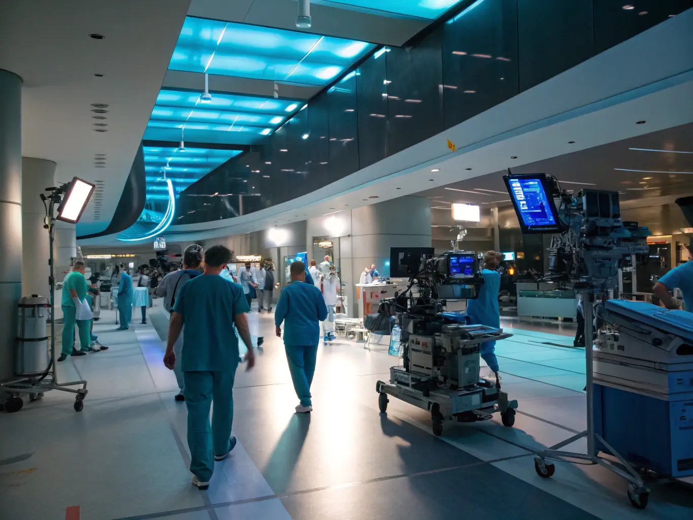 A modern medical office with staff attending to patients, symbolizing a thriving healthcare practice.