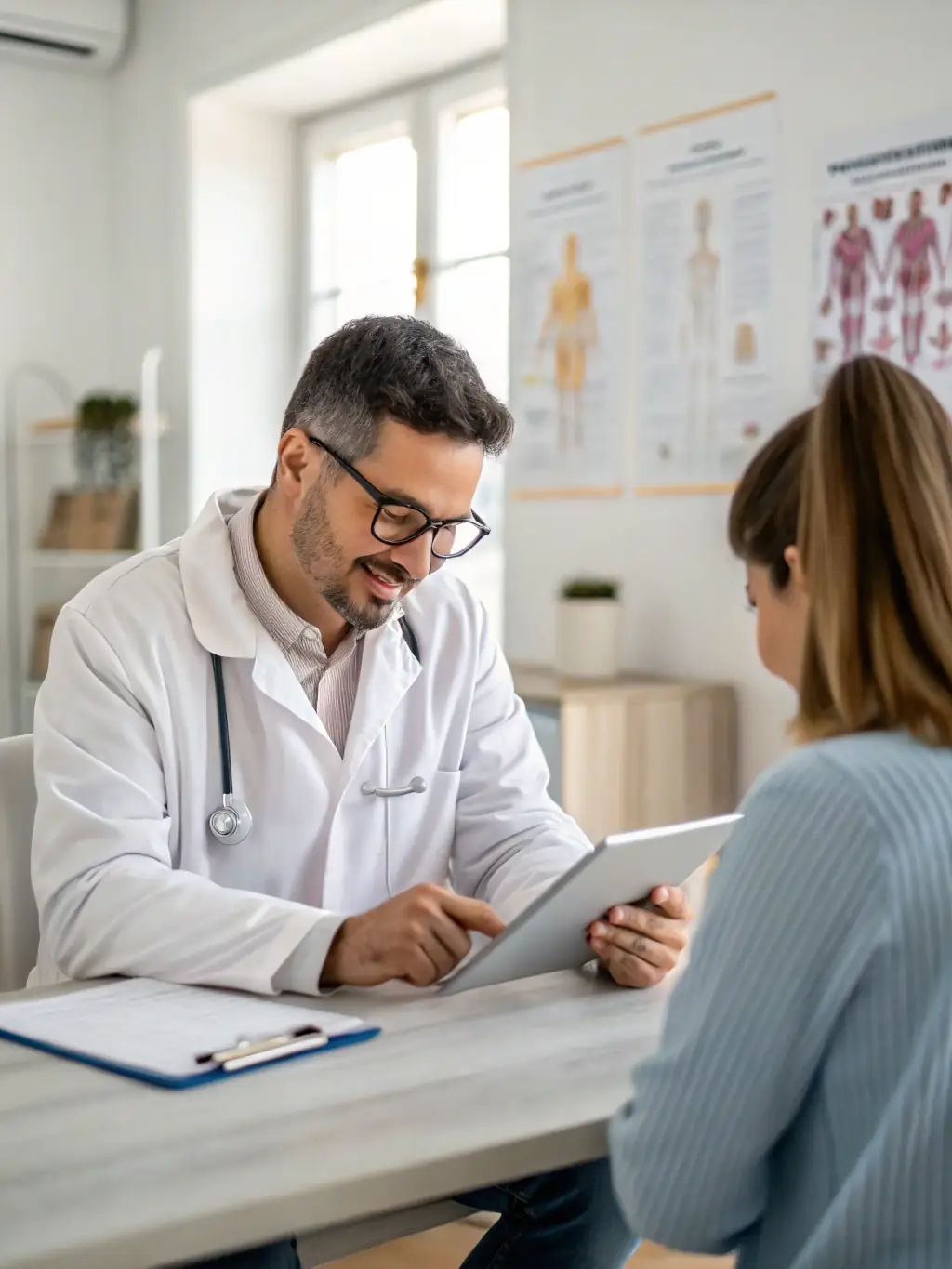 A doctor examining a patient in a well-equipped clinic, emphasizing the critical role of healthcare services and the financial resources needed to maintain them.