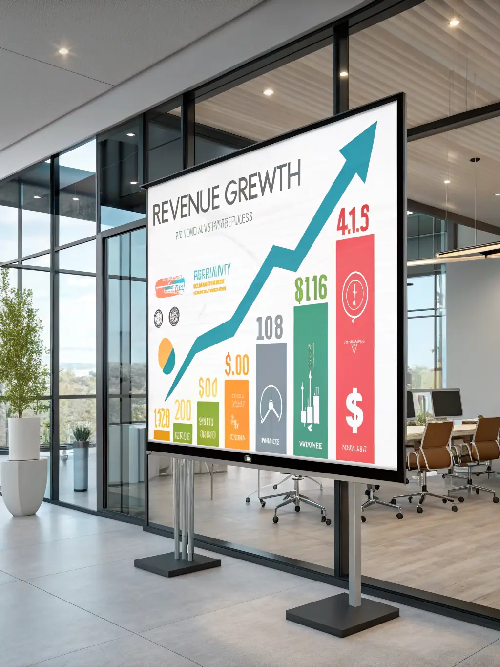 An image showing a graph trending upwards, symbolizing business growth and success, with medical spa equipment subtly in the background.