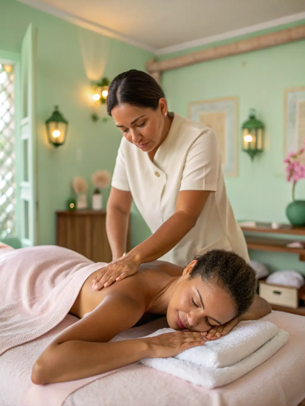 A professional image of a massage therapist confidently consulting with a client, highlighting the importance of personalized service.